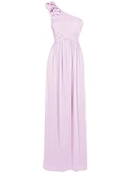 A-line Floor Length Chiffon One Shoulder Empire   Waistline Lace Bridesmaid Dress 