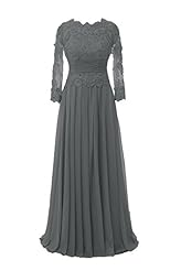 Beaded Lace Long Sleeves Chiffon Mother-of-the-Bride Dress/Prom Dress/Party Dress 