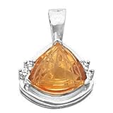 14K White Gold Fancy Cut Citrine and Diamond Pendant