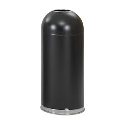 Safco(R) Dome-Top Receptacle With Open Lid, 15 Gallons, Black