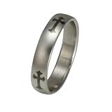 Stainless Steel Cross 4mm Band Ring - Women