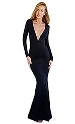 V-neck Long Sleeves Full Length Polyester Backless Party Dress/Maxi Dress 