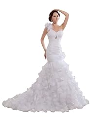 Organza One Shoulder Fit-and-Flare Mermaid Wedding Dress 