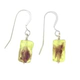 Anna Perrone Yellow & Brown Rectangular Glass Bead Earrings Finished with .925 Sterling Silver