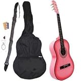 New Pink Acoustic Guitar with Accessories Combo Kit Beginners and Free Harmonica