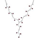 Cleopatra Style 1.25 carats total weight Round Shape Garnet Gemstone Pendant Necklace in Sterling Silver Rhodium Finish