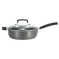 T-fal D9133364 Signature Hard Anodized Nonstick 10-Inch Skillet with Glass Lid Cookware, Gray