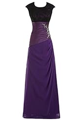 Cap Sleeves Lace Charmeuse/Chiffon Evening Dress/Mother-of-the-Bride Dress 