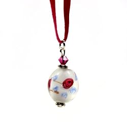 Murano Glass Pendant Jewelry - Ester Red/White Style 2