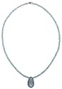 14k Yellow Gold Apatite Roundel Necklace w/ Pear Shaped Moss Aquamarine Pendant, 16"