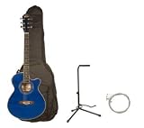 Oscar Schmidt by Washburn OG10CE Full Size Cutaway Acoustic Electric Guitar Combo with AB Gig Bag, Stand, and Strings - Transparent Blue