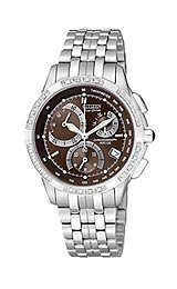 CITIZEN Watch:Citizen Eco-Drive Silhouette Diamond Chronograph Brown Dial Women's Watch #FB1090-57X Images