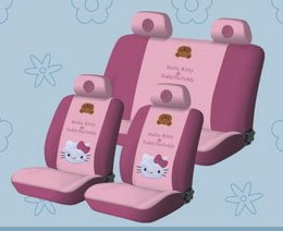 Holiday Season- FREE upgrade any shipping service to PRIORITY MAIL (only takes about 2-3days.)-New Hello Kitty Universal Car Seat Cover - 10pcs Full Set..pink -With Free Gift of Non-slip Dash Grip Pad Mat