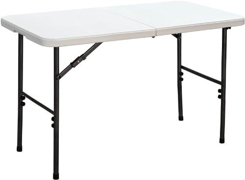 Duralight HDPE Folding Multipurpose Table, 4-Feet, White Granite