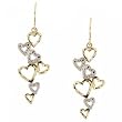 14KT White Yellow Gold Dangling Heart Earrings