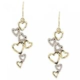 14KT White Yellow Gold Dangling Heart Earrings