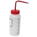 Vestil BTL-WW-16R-LBL Wide Mouth Low Density Polyethylene (LDPE) Round Squeeze Wash Bottle with Label and Red Cap, 16 oz Capacity, Translucent