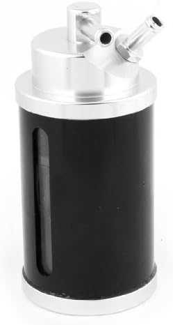 Racing Aluminum Cylinder Shape Oil Reservoir Catch Can Tank Kit Black