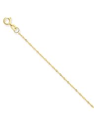 14k Yellow Gold 24in 1mm Singapore Necklace Chain. Metal Wt- 0.97g