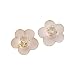 14K Yellow Gold Cubic Zirconia Pink Enamel Children's Floral Earrings