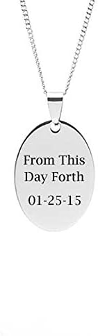 Stainless Steel Engravable Oval Pendant Necklace on 18" Stainless Steel Chain