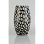 X1068B Handmade Art Glass Black & White Millefiore Vase