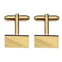 Hard Gold plated cufflinks oblong Engine turned