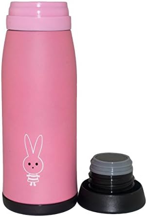 BH Body Stainless Steel Vacuum Thermos Mugs / Water Bottle, Lovely Design, Size L 15-ounce, School Camping Travel Office Drinking, Pink Little Rabbit