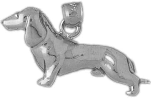 Genuine 14k White Gold Dauchshund Dog Charm Pendant. (approximate weight 2 grams)