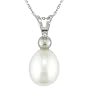 14K White Gold 8-8.5mm White Cultured Freshwater Pearl Drop Pendant with Chain
