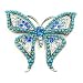 Blue Austrian Rhinestone & Beads Silver-Tone Butterfly Brooch Pin
