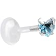 16 Gauge Bioplast Light Blue Gem Heart Labret Monroe