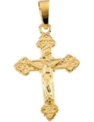 14K Yellow Gold Childs Crucifix Pendant