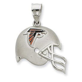 Sterling Silver Atlanta Falcons Enameled Helmet Charm - JewelryWeb