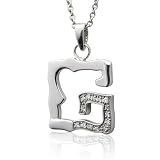 Men's Sterling Silver Alphabet Initial Letter G Diamond Pendant Necklace (HI, I, 0.11 carat)