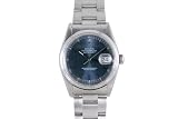Rolex Mens Stainless Steel Datejust Blue Stick Marker Dial