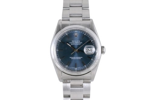 Rolex Mens Stainless Steel Datejust Blue Stick Marker Dial