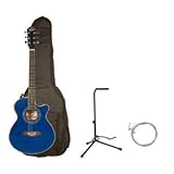 Oscar Schmidt by Washburn OG10CE Full Size Cutaway Acoustic Electric Guitar Combo with AB Gig Bag, Stand, and Strings - Transparent Blue