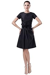 Taffeta Short Sleeves Evening Dress 