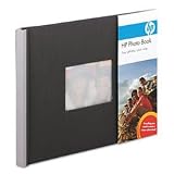Photo book with cloth cover with inset frame cover, 12 glossy pages, and layout