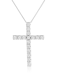 Sterling Silver Swarovski Cubic Zirconia Cross Pendant Necklace, 18"
