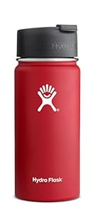 Hydro Flask 16 oz Vacuum Insulated Stainless Steel Water Bottle, Wide Mouth w/Hydro Flip Cap, Lychee Red