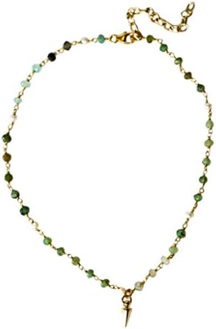 Karen London Women's Lovers Dagger Choker Necklace with Pendant - Gold/Sea Foam Chalcedony