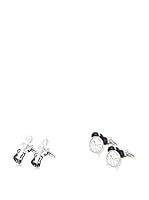 SILVIO SILVANI Dos Pares Gemelos Fantasía De Guitarra Eléctrica Negra Y Reloj Despertador Plateado / Negro