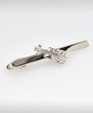 Violin Metal Plated Tiebar With Free Striped Reusable Gift Box