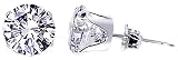 Sterling Silver 11 MM Round Clear Cubic Zirconia Stud Post Friction Back Earrings