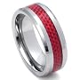 Tungsten Carbide Red Carbon Fiber Wedding Band Ring Size 6-14