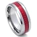 Tungsten Carbide Red Carbon Fiber Wedding Band Ring