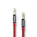 IMKEY® Premium 6.5FT Tangle-Free Male to Male 3.5mm Auxiliary Cable with Gold Plated Connectors for Apple, Android Smartphones, Tablet and MP3 Players - Retail Packaging (Black/Red)