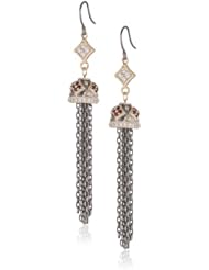 Black over Sterling Silver Garnet and Cubic-Zirconia Earrings